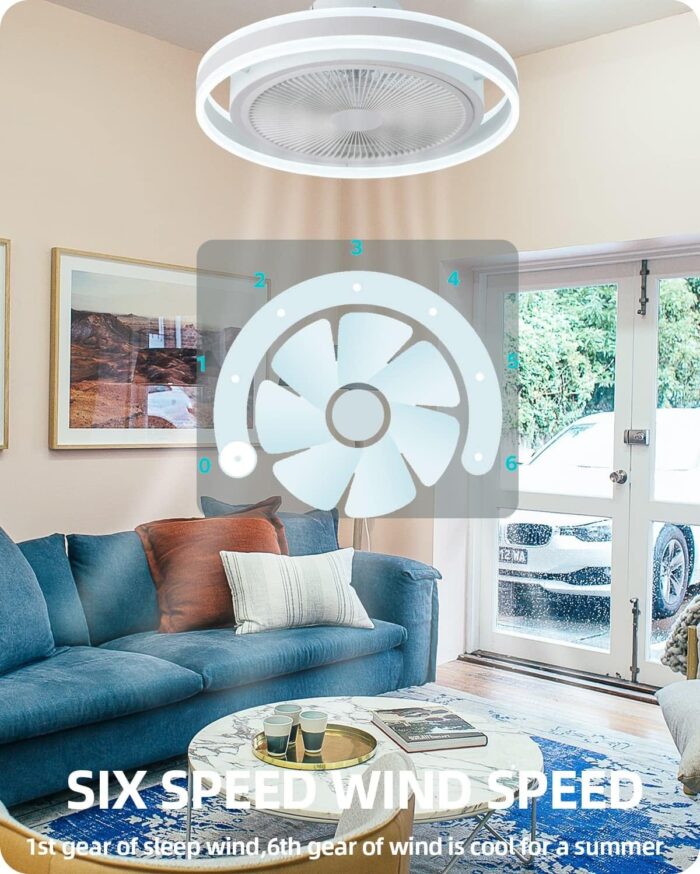 IoTPenguin Flush Mount Ceiling Fan with Light and Bluetooth Speaker - Image 2