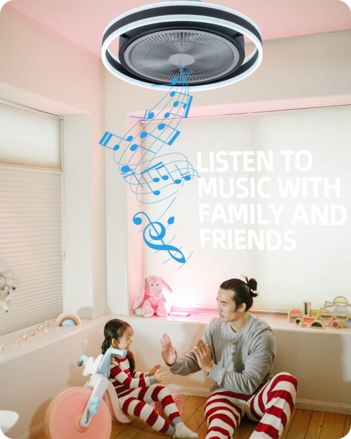 IoTPenguin Flush Mount Ceiling Fan with Light and Bluetooth Speaker - Image 3