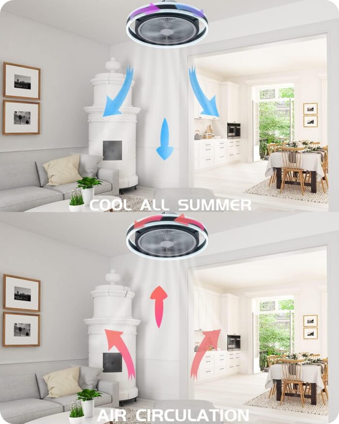 IoTPenguin Flush Mount Ceiling Fan with Light and Bluetooth Speaker - Image 4