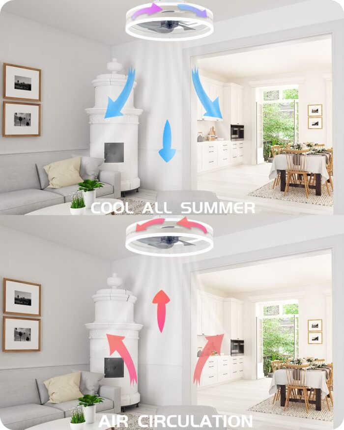 IoTPenguin Flush Mount Ceiling Fan with Light and Bluetooth Speaker - Image 5