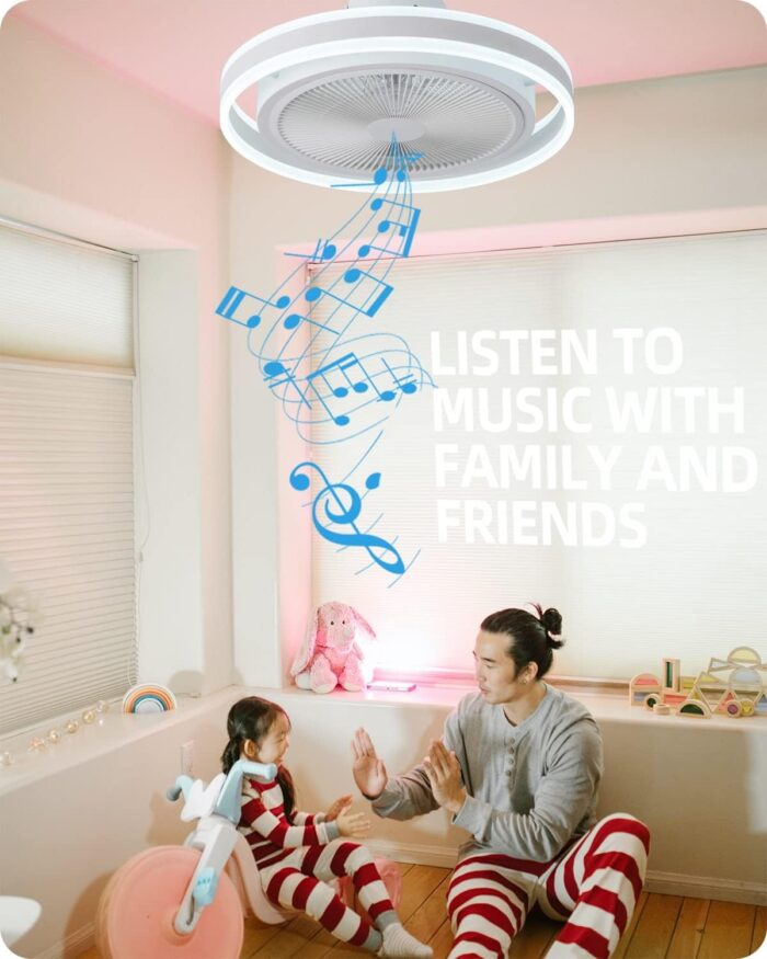 IoTPenguin Flush Mount Ceiling Fan with Light and Bluetooth Speaker - Image 5