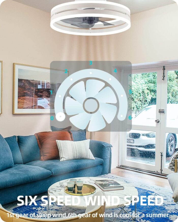 IoTPenguin Flush Mount Ceiling Fan with Light and Bluetooth Speaker - Image 7