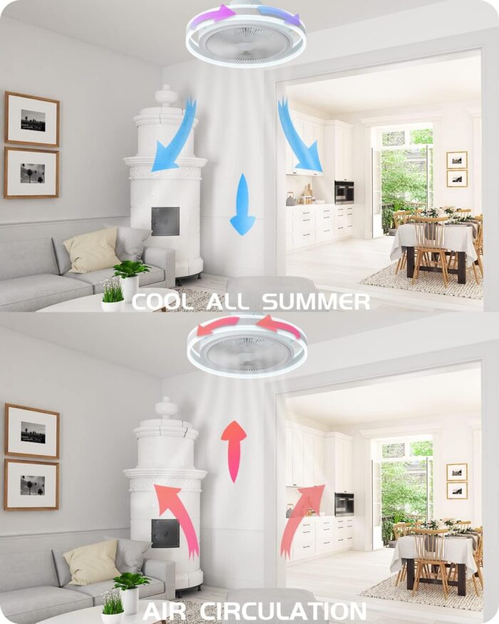 IoTPenguin Flush Mount Ceiling Fan with Light and Bluetooth Speaker - Image 3